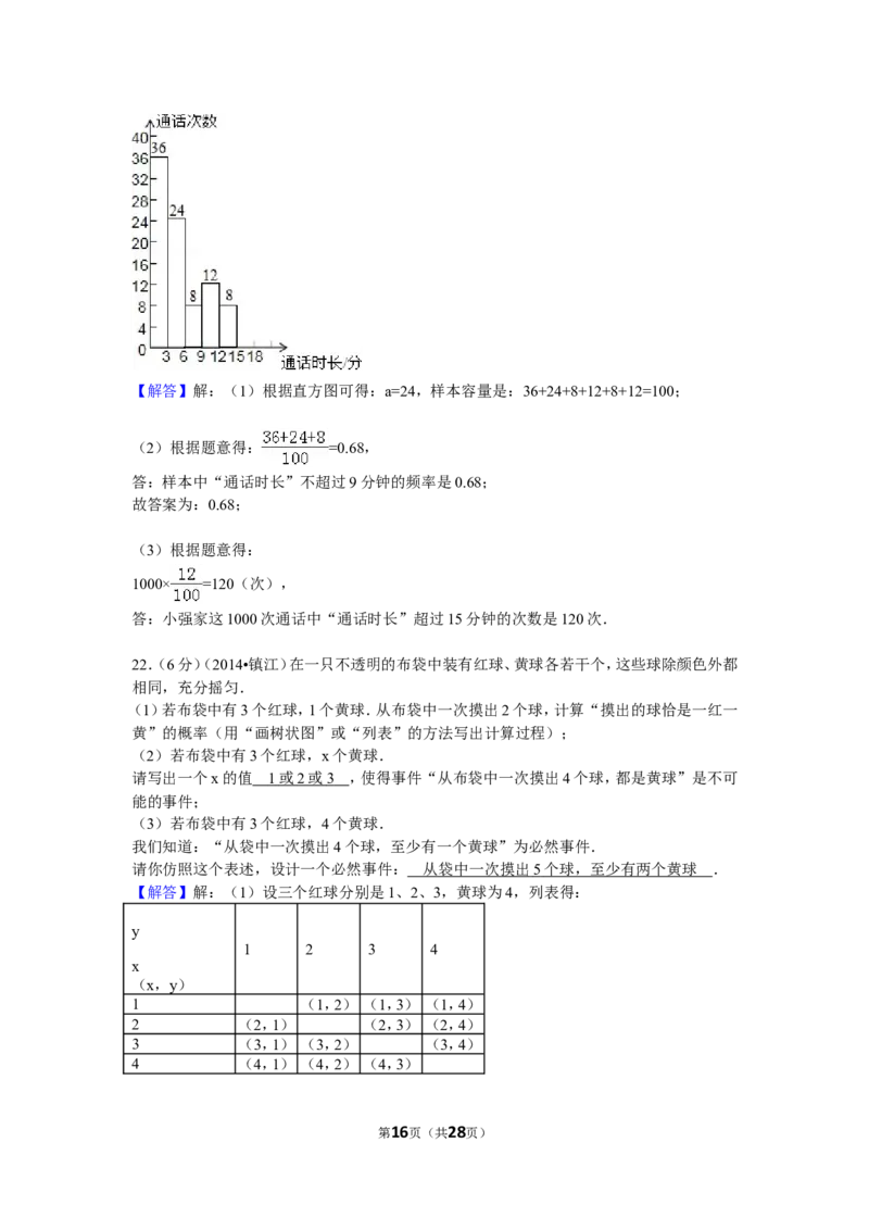 2014年江苏省镇江市中考数学试卷（含解析版）_中考真题_2.数学中考真题2015-2024年_2014年全国中考数学170份