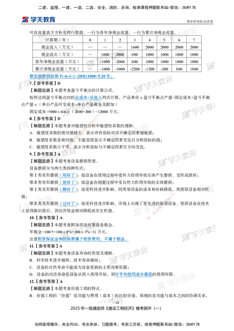 02.2025一建《经济》模考测评卷（一）_2026年一级建造师_2026年一建经济_2025年一建经济SVIP_03-习题精析✿实战特训✿模考通关_36-经济《模考测评班》孙麒伟XT_--配套讲义--
