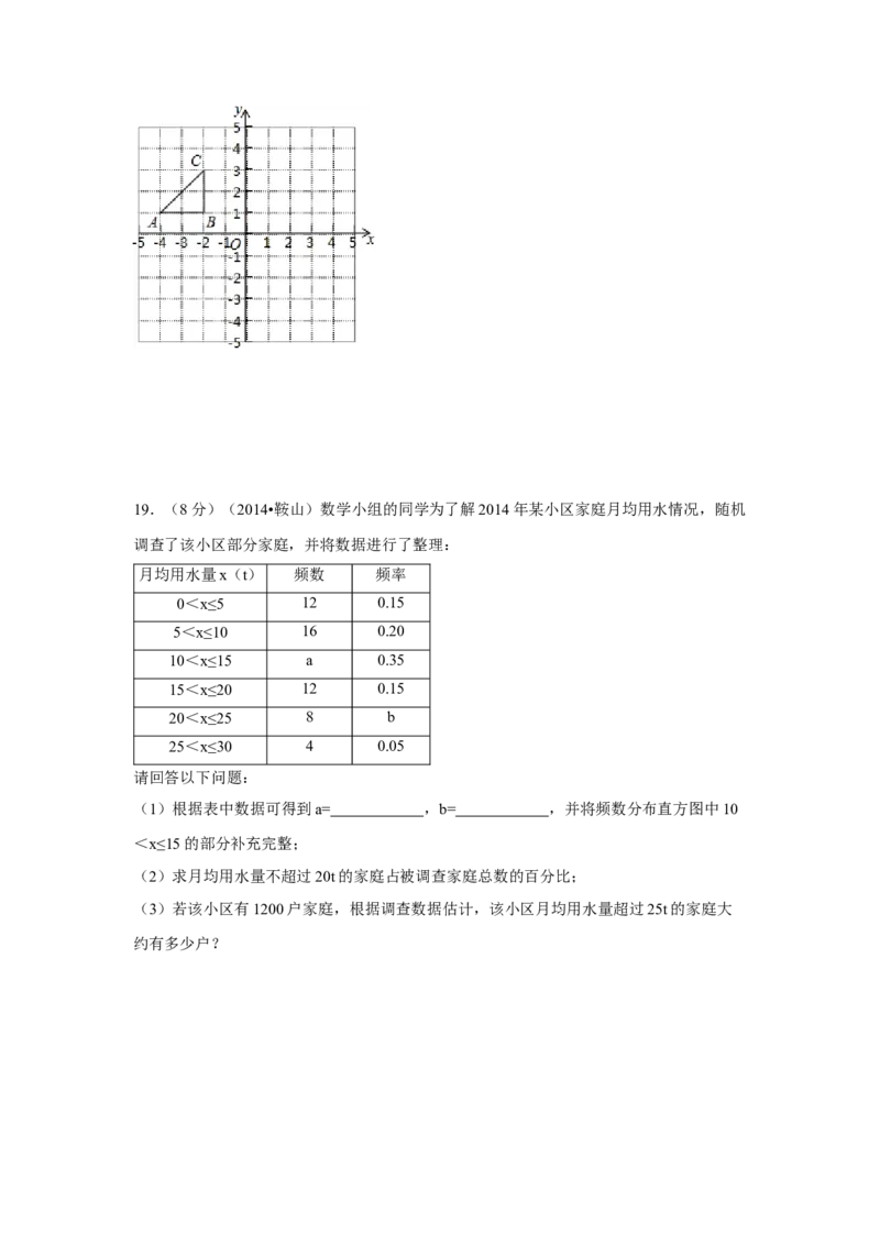 2014年辽宁省鞍山市中考数学试题（空白卷）_中考真题_2.数学中考真题2015-2024年_地区卷_辽宁省_辽宁数学_辽宁数学_鞍山数学11-22