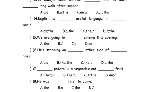 No.183冠词练习题②_初中英语语法_最全初中英语语法习题_No.183冠词练习题②