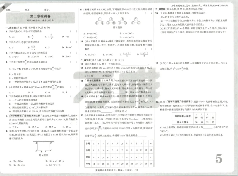 2026《万唯情境题与中考新考法&bull;检测卷》七年级上册(RJ)_2026万唯系列预习复习_2026版初中《万唯情境题》与中考新考法78年级上册（数学）（人教）