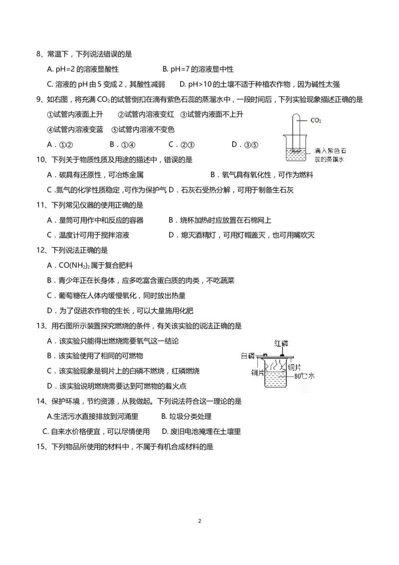 2015年广东省广州市中考化学试卷及答案_中考真题_5.化学中考真题2015-2024年_地区卷_广东省_广东广州中考化学2008---2021年
