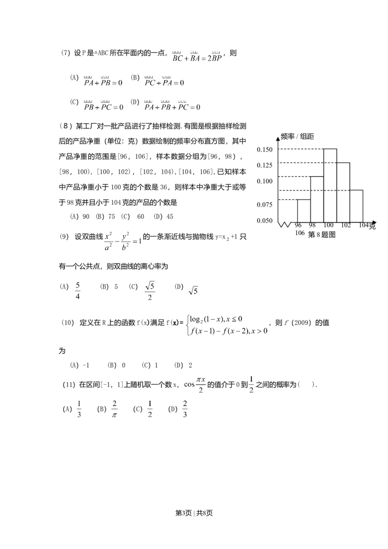 2009年高考数学试卷（理）（山东）（空白卷）_1.高考2025全国各省真题+答案_01.2008-2024全国高考真题（按省份分类）_15.山东_2008-2024&middot;（山东）数学高考真题