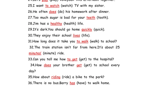 No.190适当形式填空100题⑥答案解析_初中英语语法_最全初中英语语法习题_No.190适当形式填空100题⑥