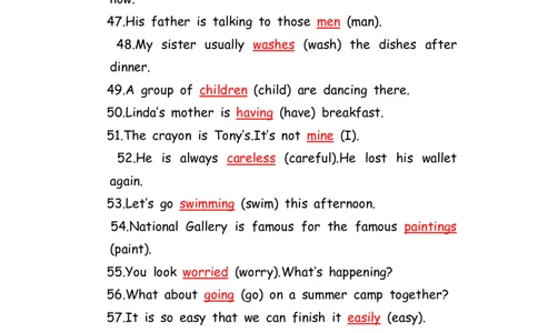 No.190适当形式填空100题⑥答案解析_初中英语语法_最全初中英语语法习题_No.190适当形式填空100题⑥