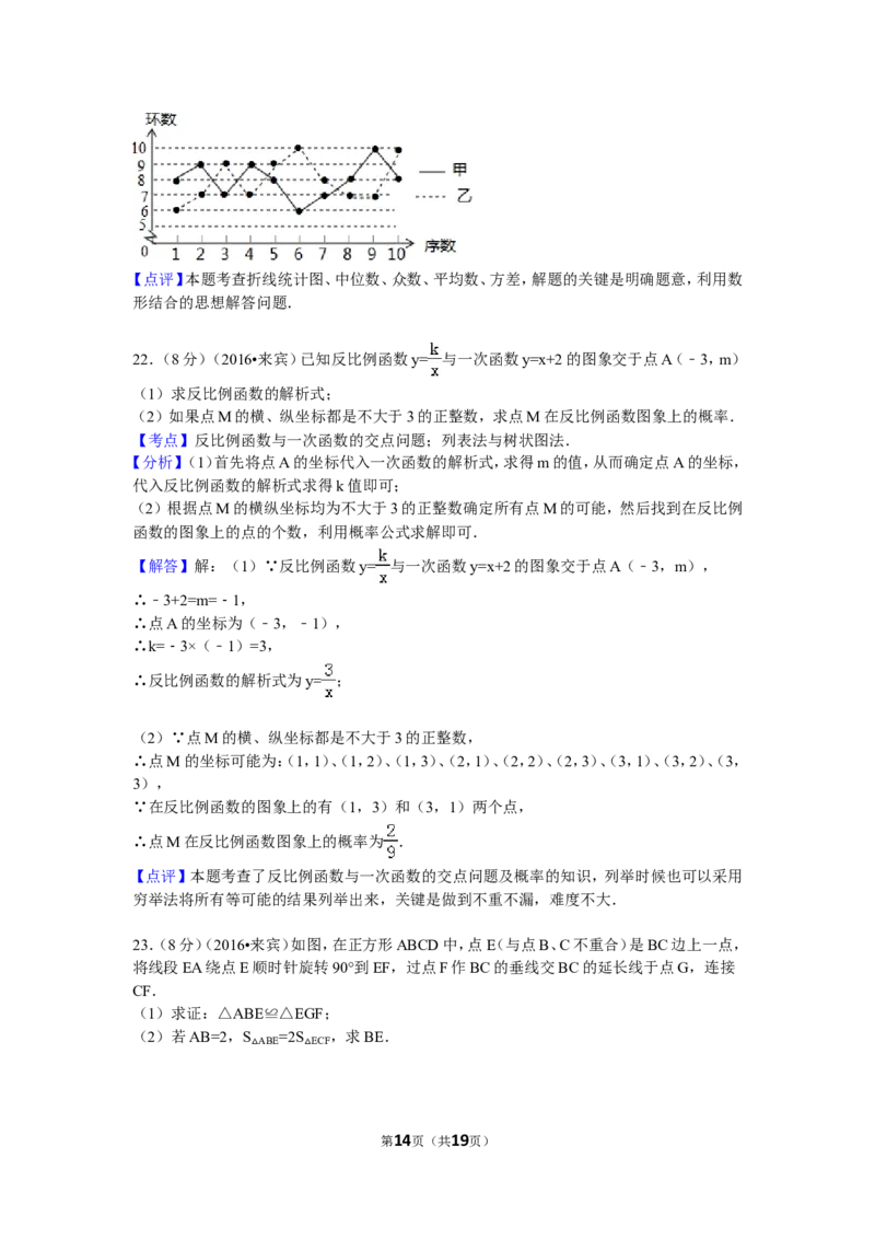 2016年广西省来宾市中考数学试卷（含解析版）_中考真题_2.数学中考真题2015-2024年_2016年全国中考数学160份