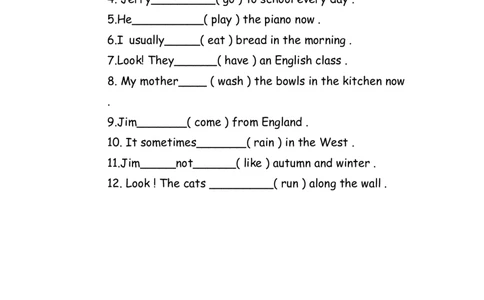 No.6一般现在时练习_初中英语语法_最全初中英语语法习题_No.6一般现在时练习