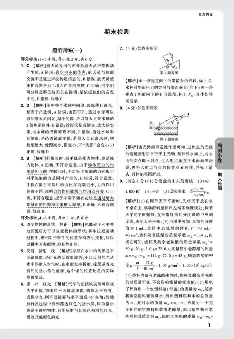 2026《万唯大小卷&bull;物理》8上周测小卷详解详析(HK)_2026万唯系列预习复习_2026版初中《万唯大小卷》8年级上册（全科多版本）_2026《万唯大小卷&bull;物理》8上(HK)
