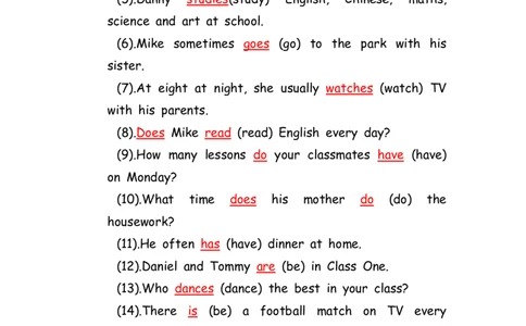 No.42一般现在时正确形式填空答案解析_初中英语语法_最全初中英语语法习题_No.42一般现在时正确形式填空