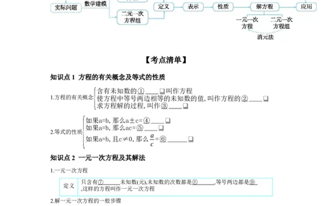 第二章方程(组)与不等式(组)第1节一次方程(组)及其应用学案（含答案）2025年中考数学人教版一轮复习_2数学总复习_2025中考复习资料_2025年人教版中考数学一轮复习学案(含答案)