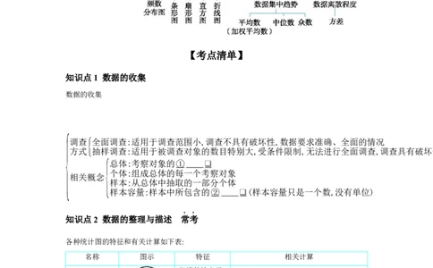 第八章统计与概率第1节统计学案（含答案）2025年中考数学人教版一轮复习_2数学总复习_2025中考复习资料_2025年人教版中考数学一轮复习学案(含答案)