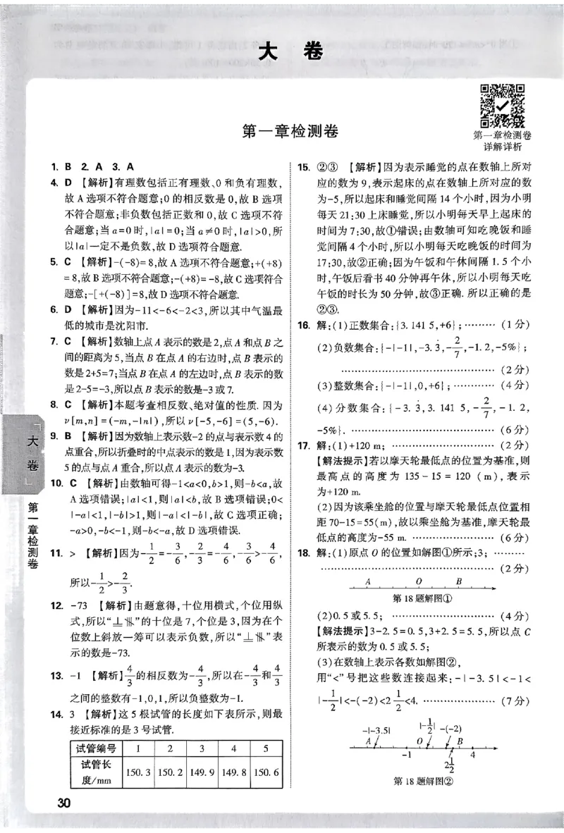 2026《万唯大小卷&bull;数学》7上参考答案(RJ)_2026万唯系列预习复习_2026版初中《万唯大小卷》7年级上册（全科多版本）_2026《万唯大小卷&bull;数学》7上(RJ)