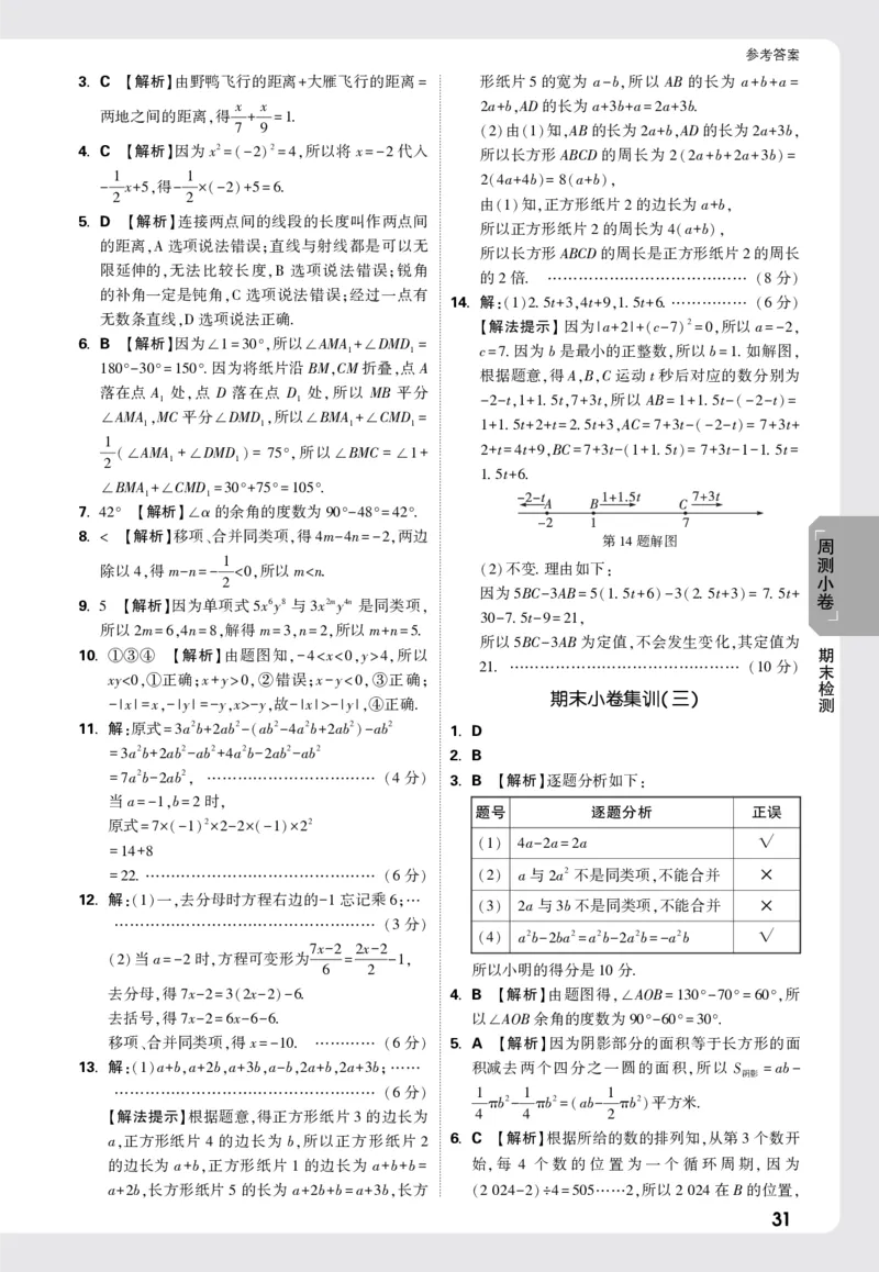 2026《万唯大小卷&bull;数学》7上小卷详解详析(冀教)_2026万唯系列预习复习_2026版初中《万唯大小卷》7年级上册（全科多版本）_2026《万唯大小卷&bull;数学》7上(冀教)