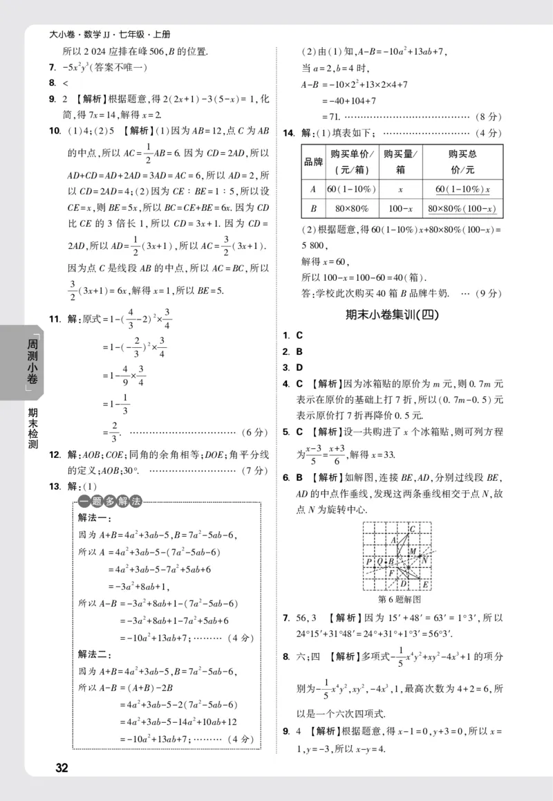 2026《万唯大小卷&bull;数学》7上小卷详解详析(冀教)_2026万唯系列预习复习_2026版初中《万唯大小卷》7年级上册（全科多版本）_2026《万唯大小卷&bull;数学》7上(冀教)
