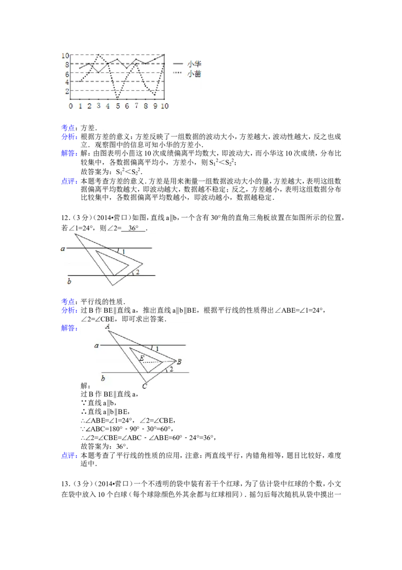 2014年辽宁省营口市中考数学试卷（解析）_中考真题_2.数学中考真题2015-2024年_地区卷_辽宁省_辽宁数学_辽宁数学_营口数学11-22
