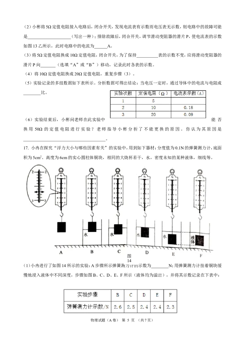 2015年重庆市中考物理试题及答案(A卷)_中考真题_4.物理中考真题2015-2024年_地区卷_重庆中考物理08-22