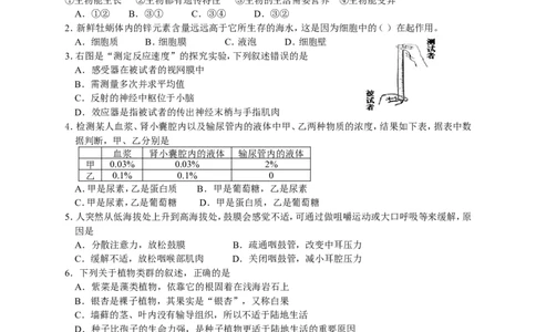 2016年山东青岛初中生物学业考试题及答案_中考真题_8.生物中考真题2015-2024年_地区卷_青岛生物