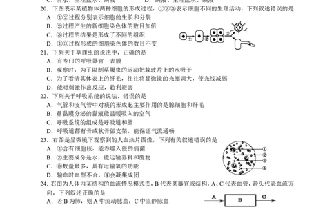 2016年山东青岛初中生物学业考试题及答案_中考真题_8.生物中考真题2015-2024年_地区卷_青岛生物