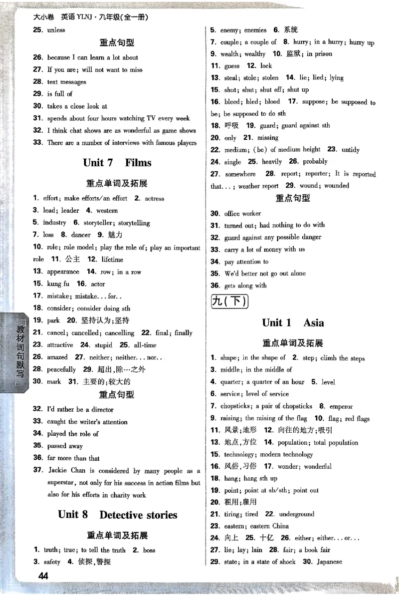 2026《万唯大小卷&bull;英语》9全参考答案(YL)_2026万唯系列预习复习_2026版初中《万唯大小卷》9年级全册（全科多版本）_2026《万唯大小卷&bull;英语》9全(YL)