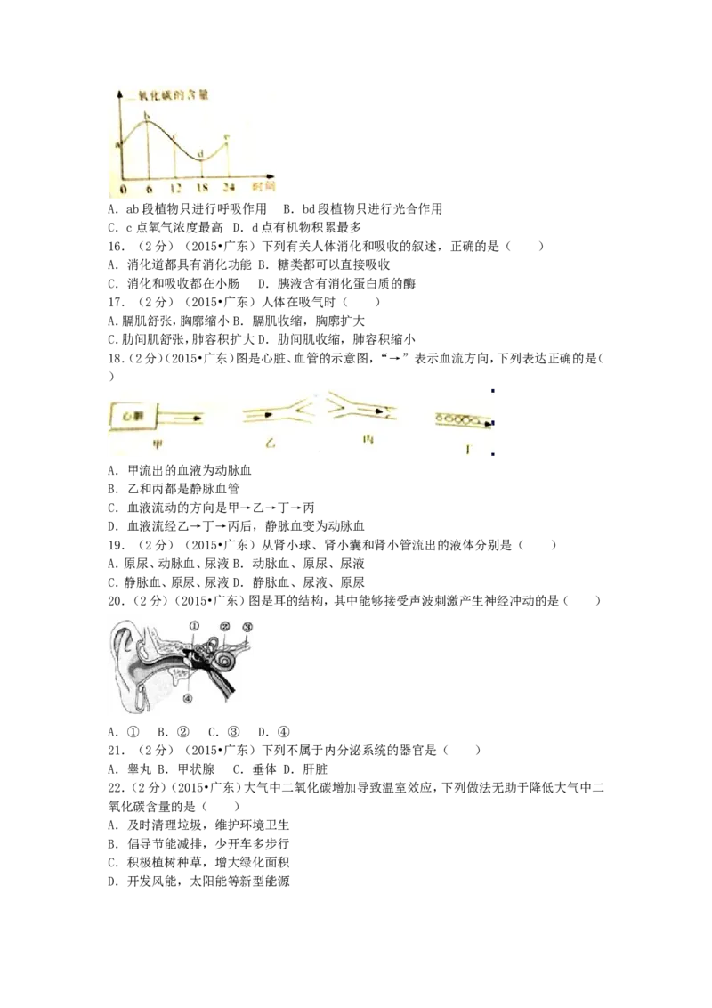 2015广东省中考生物真题及答案_中考真题_8.生物中考真题2015-2024年_地区卷_广东中考生物11-22