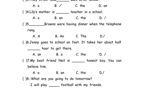 No.98冠词练习题②_初中英语语法_最全初中英语语法习题_No.98冠词练习题②