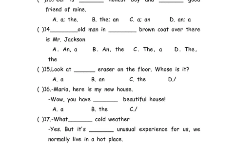 No.98冠词练习题②_初中英语语法_最全初中英语语法习题_No.98冠词练习题②