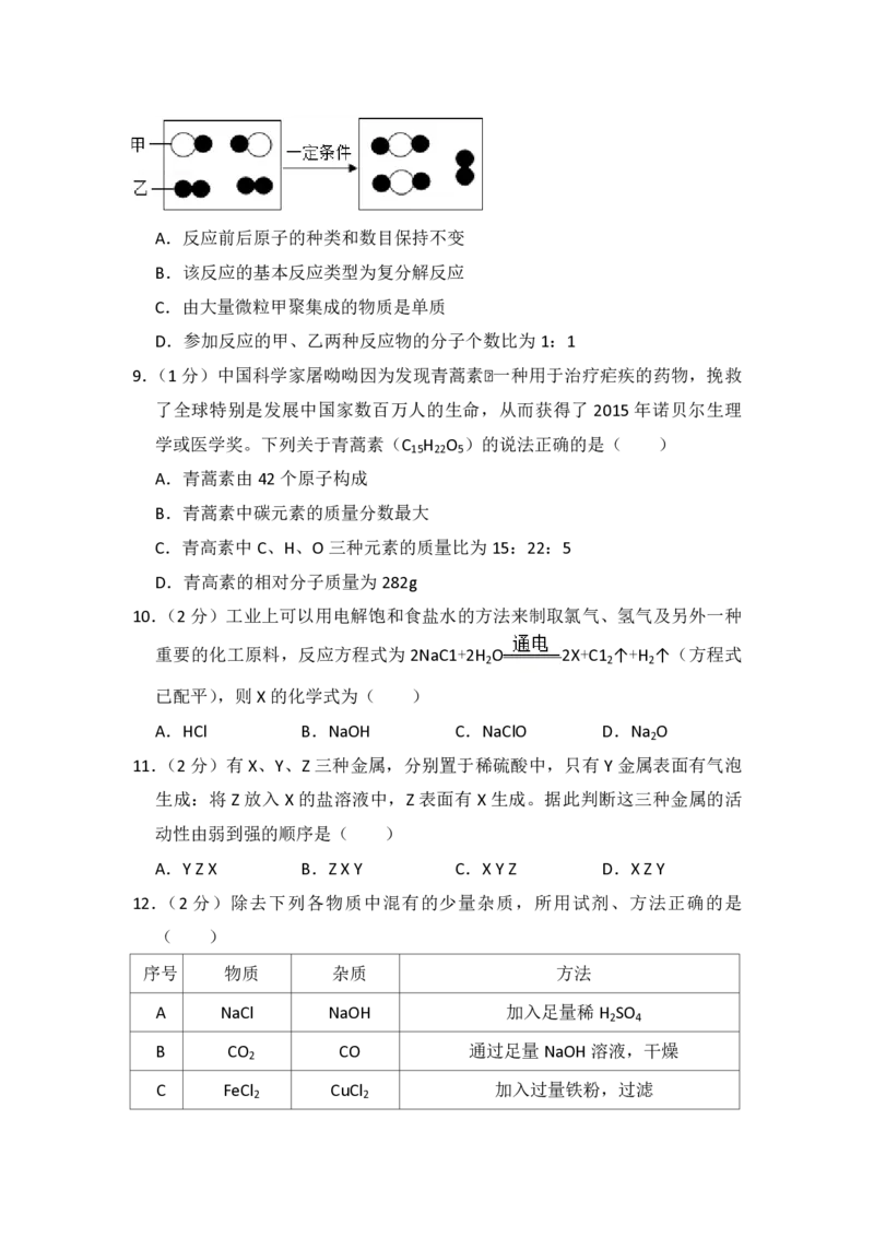 2016年青海省中考化学试卷（省卷）（含解析版）_中考真题_5.化学中考真题2015-2024年_地区卷_青海化学10-21_PDF版（赠送）