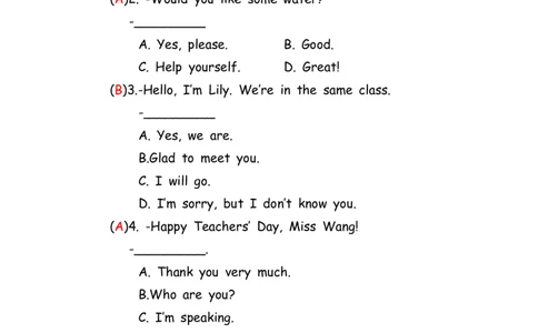 No.134情景交际专项练习题①答案解析_初中英语语法_最全初中英语语法习题_No.134情景交际专项练习题①