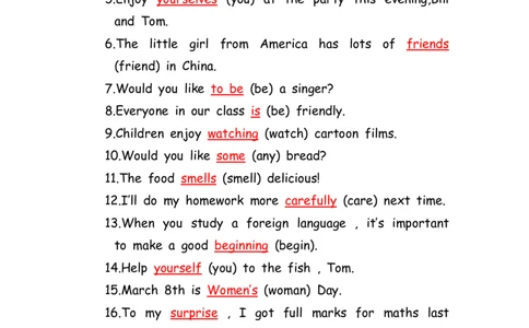 No.188适当形式填空100题④答案解析_初中英语语法_最全初中英语语法习题_No.188适当形式填空100题④