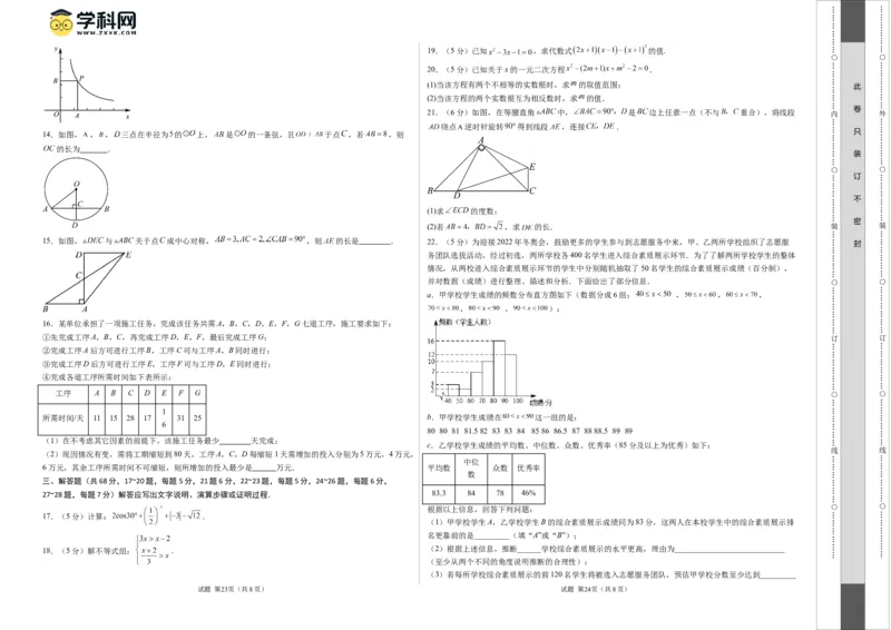 数学（考试版A3）_2数学总复习_赠送：2024中考模拟题数学_一模_数学（北京卷）-2024年中考第一次模拟考试