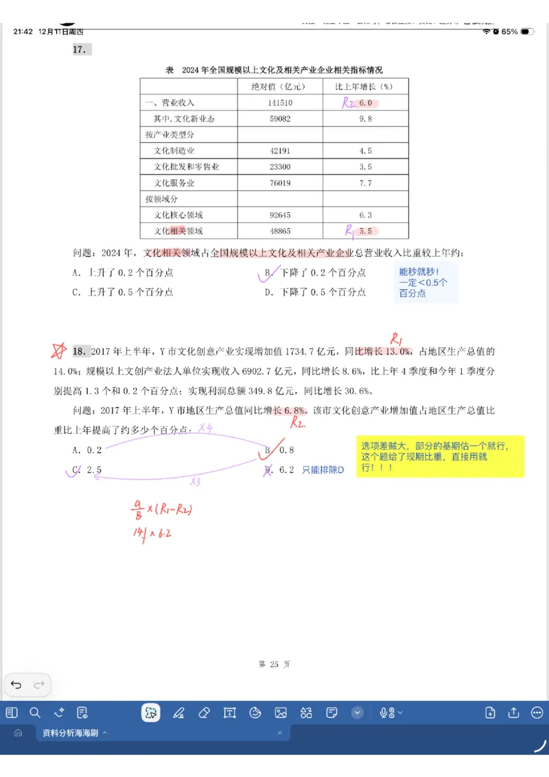 海海刷资料分析专项2（花生思路版）_2026考公资料_（01）花生十三_04刷题班2026年省考四海行测2000题海海刷(1)_01.资料分析刷题_专项笔记_花生思路版