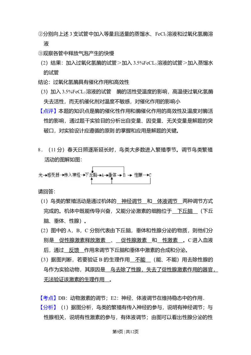 2009年高考生物试卷（全国卷Ⅰ）（解析卷）_1.高考2025全国各省真题+答案_01.2008-2024全国高考真题（按省份分类）_16.山西_2008-2024&middot;（山西）生物高考真题