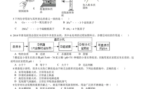 2014年山东省青岛市中考化学试题及答案_中考真题_5.化学中考真题2015-2024年_地区卷_山东省_青岛化学