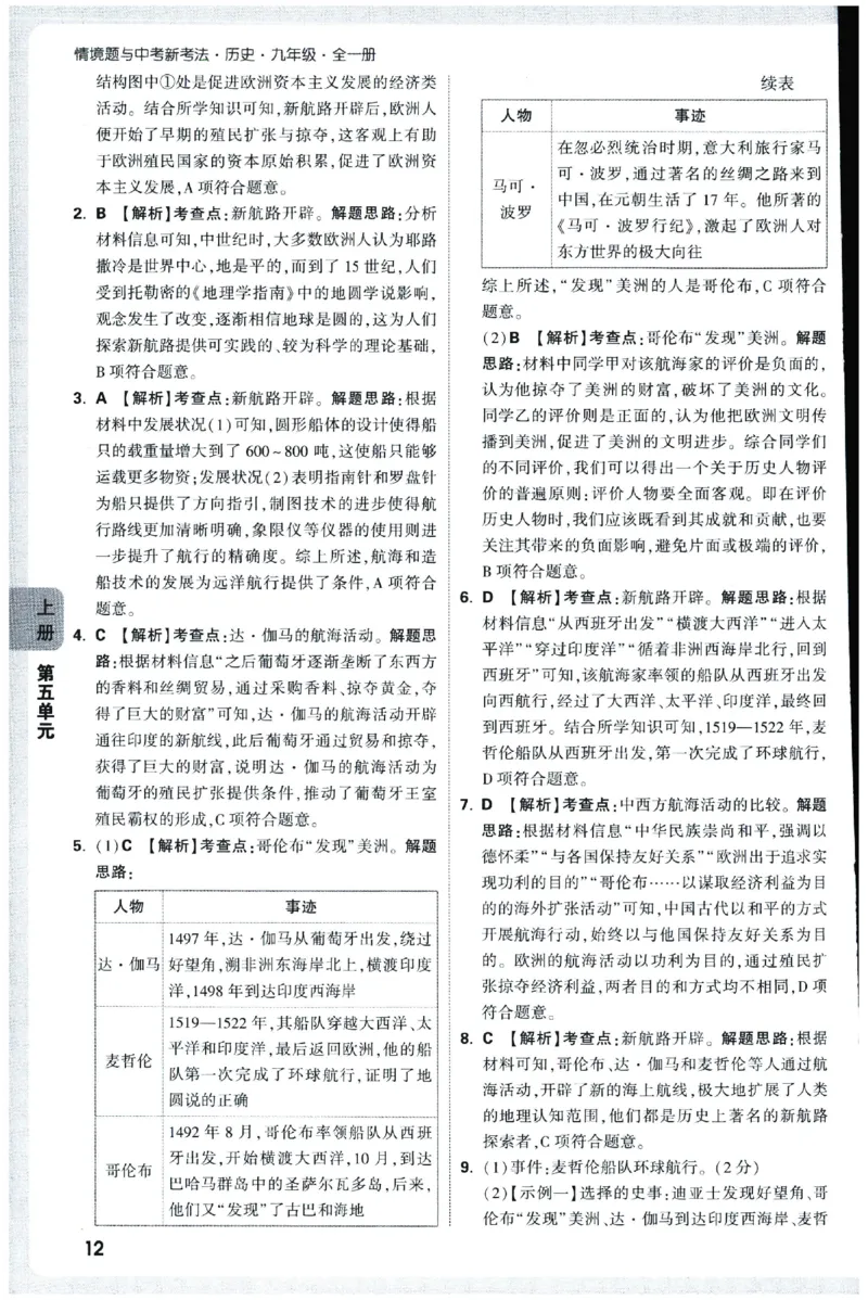 2026《初中历史情境题新考法&bull;答案册》九年级全册_2026万唯系列预习复习_2026版初中《万唯情景题》与中考新考法9年级全册（历史）