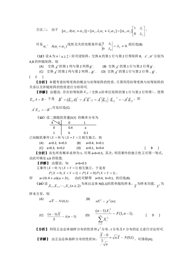 2005考研数学一真题及答案解析公众号：小乖考研免费分享_04.数学一历年真题_普通版本数学一_1987-2016考研数学（一）真题答案与解析