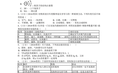 2014年贵州省贵阳市中考化学试卷及答案_中考真题_5.化学中考真题2015-2024年_地区卷_贵州省_贵阳化学08-20