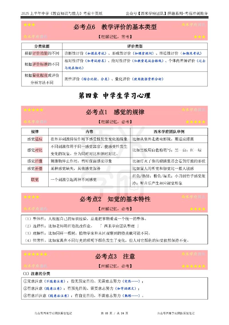 25上中学-教育知识-考前十页纸公众号：双马尾资料库_4-教培资料-26年最新资料-同步更新_科一科二电子资料合集中小幼（笔记真题知识点汇总等）文件多，按需保存_01西米合集