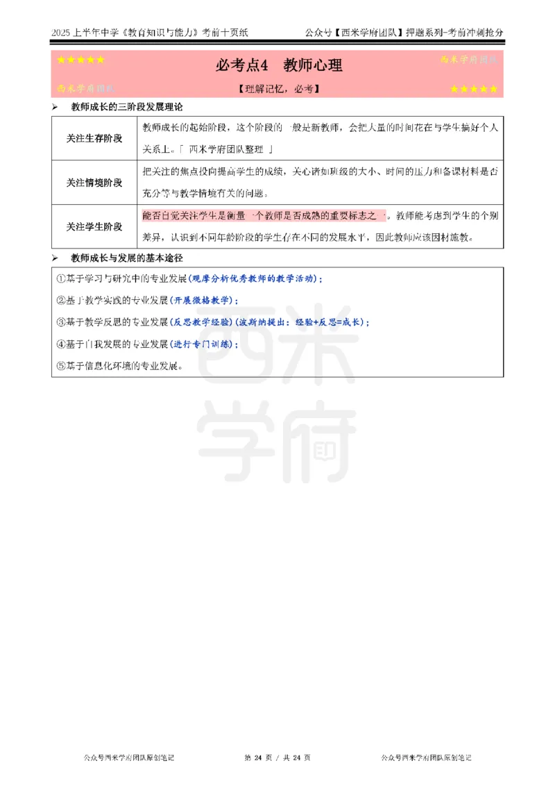 25上中学-教育知识-考前十页纸公众号：双马尾资料库_4-教培资料-26年最新资料-同步更新_科一科二电子资料合集中小幼（笔记真题知识点汇总等）文件多，按需保存_01西米合集