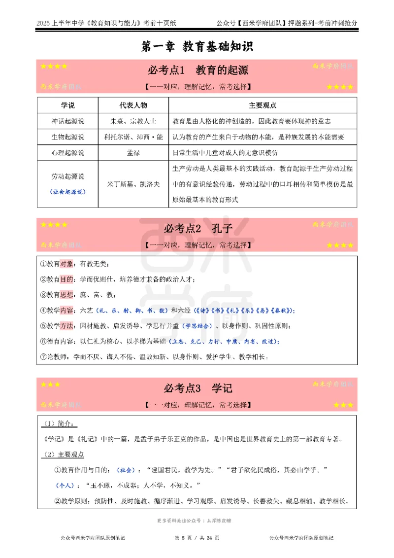25上中学-教育知识-考前十页纸公众号：双马尾资料库_4-教培资料-26年最新资料-同步更新_科一科二电子资料合集中小幼（笔记真题知识点汇总等）文件多，按需保存_01西米合集
