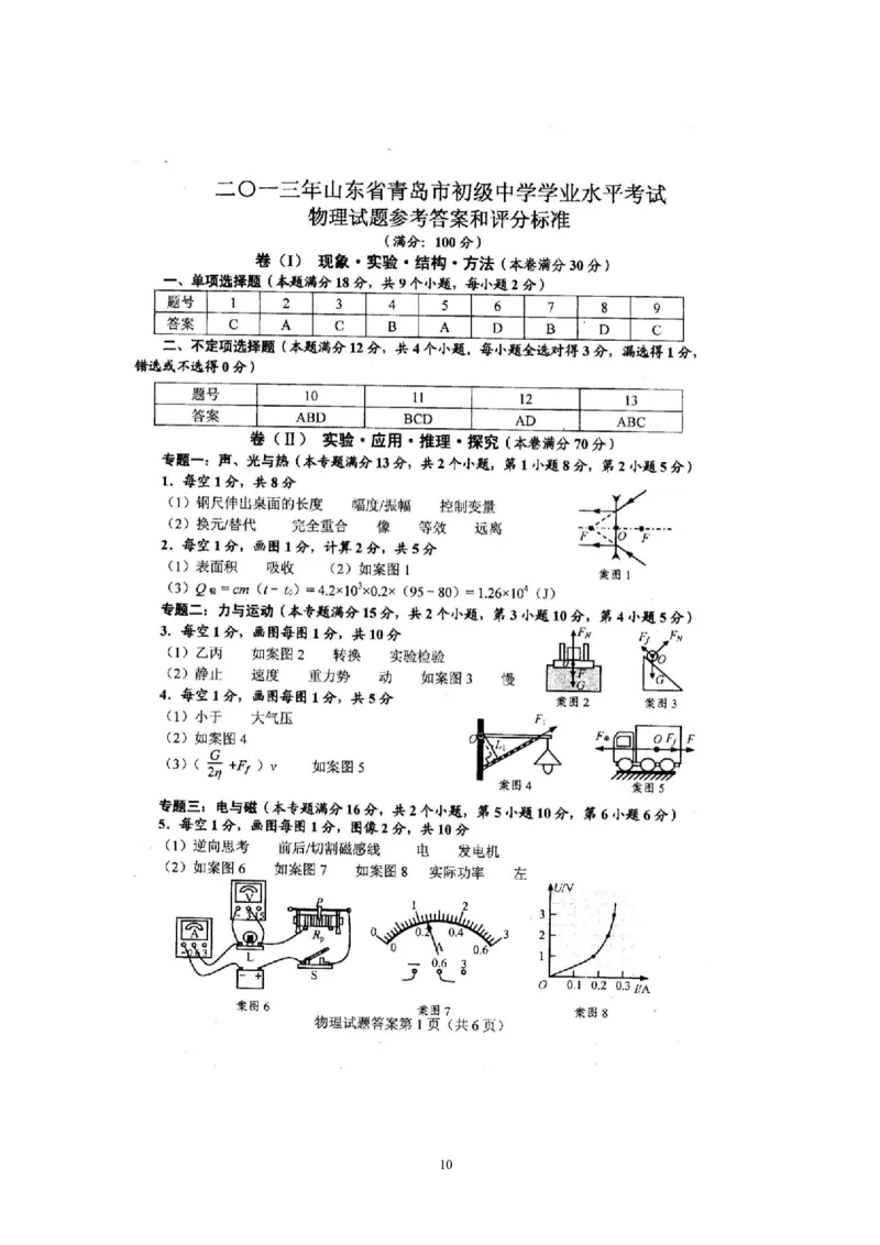 2013年青岛市中考物理试卷和答案_中考真题_4.物理中考真题2015-2024年_地区卷_山东省_青岛物理08-22