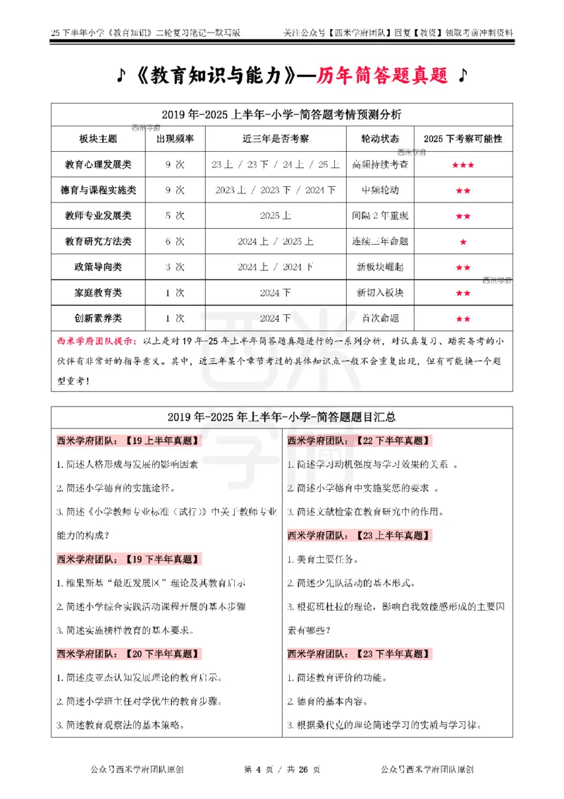 25下-小学-教育知识-二轮默写自测笔记_4-教培资料-26年最新资料-同步更新_小学教资_04小学重点笔记_25下教资笔试西米学府学霸笔记（中小：科一科二）_小学：二轮重点笔记+默写本