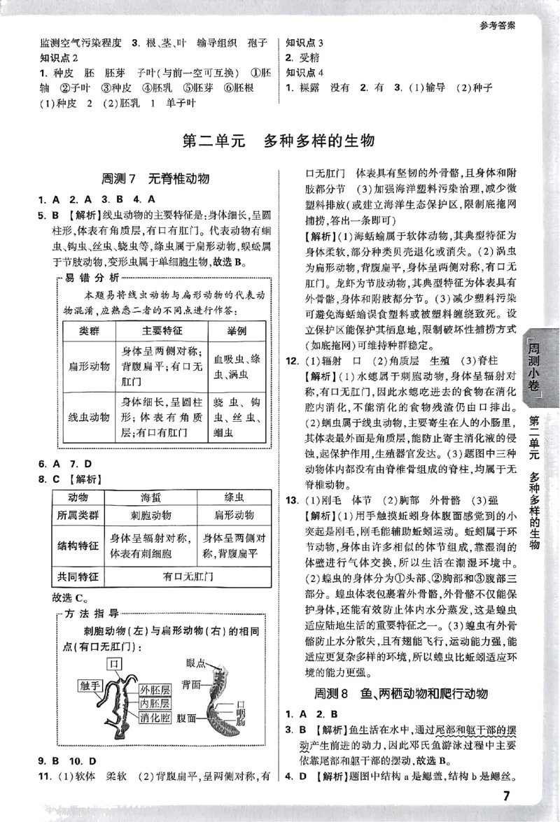 2026《万唯大小卷&bull;生物》7上参考答案(RJ)_2026万唯系列预习复习_2026版初中《万唯大小卷》7年级上册（全科多版本）_2026《万唯大小卷&bull;生物》7上(RJ)