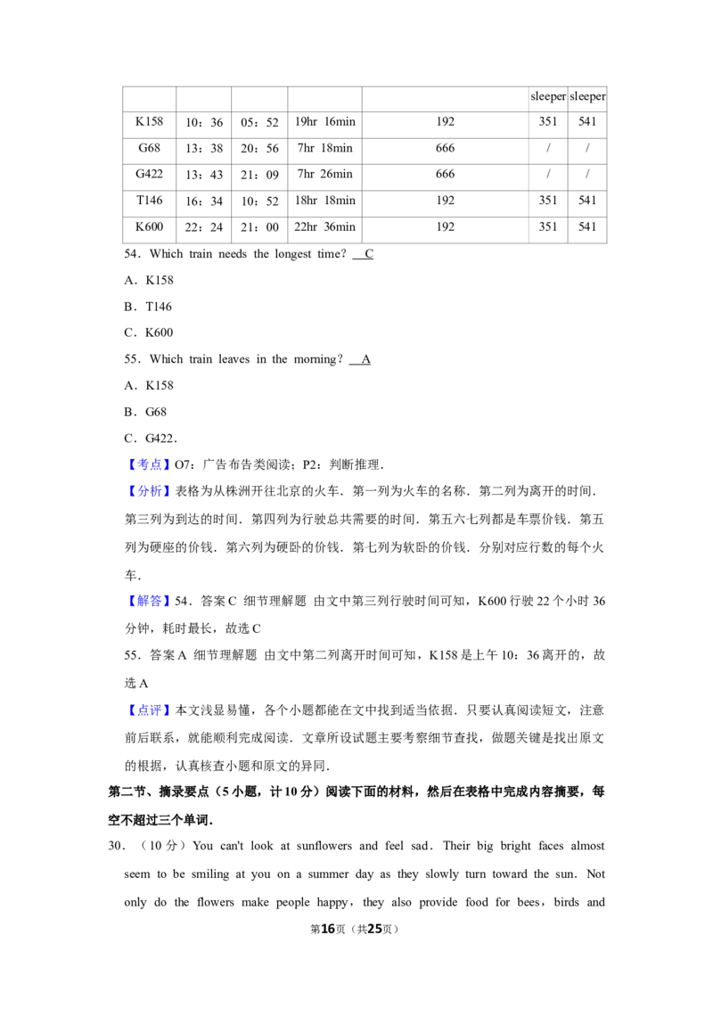 2016年湖南省株洲市中考英语试卷（教师版）学霸冲冲冲shop348121278.taobao.com_中考真题_3.英语中考真题2015-2024年_地区卷_湖南省_湖南株洲卷中考英语10-22