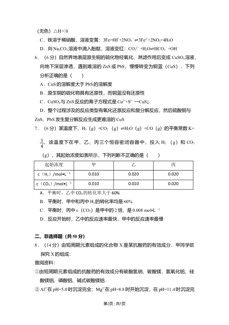 2010年高考化学试卷（北京）（空白卷）_1.高考2025全国各省真题+答案_01.2008-2024全国高考真题（按省份分类）_2.北京_2008-2024&middot;（北京）化学高考真题