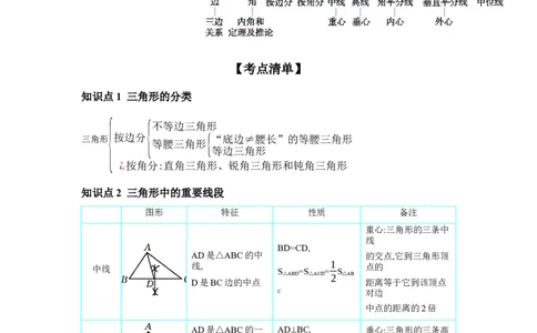 第四章三角形第2节一般三角形及其性质学案（含答案）2025年中考数学人教版一轮复习_2数学总复习_2025中考复习资料_2025年人教版中考数学一轮复习学案(含答案)