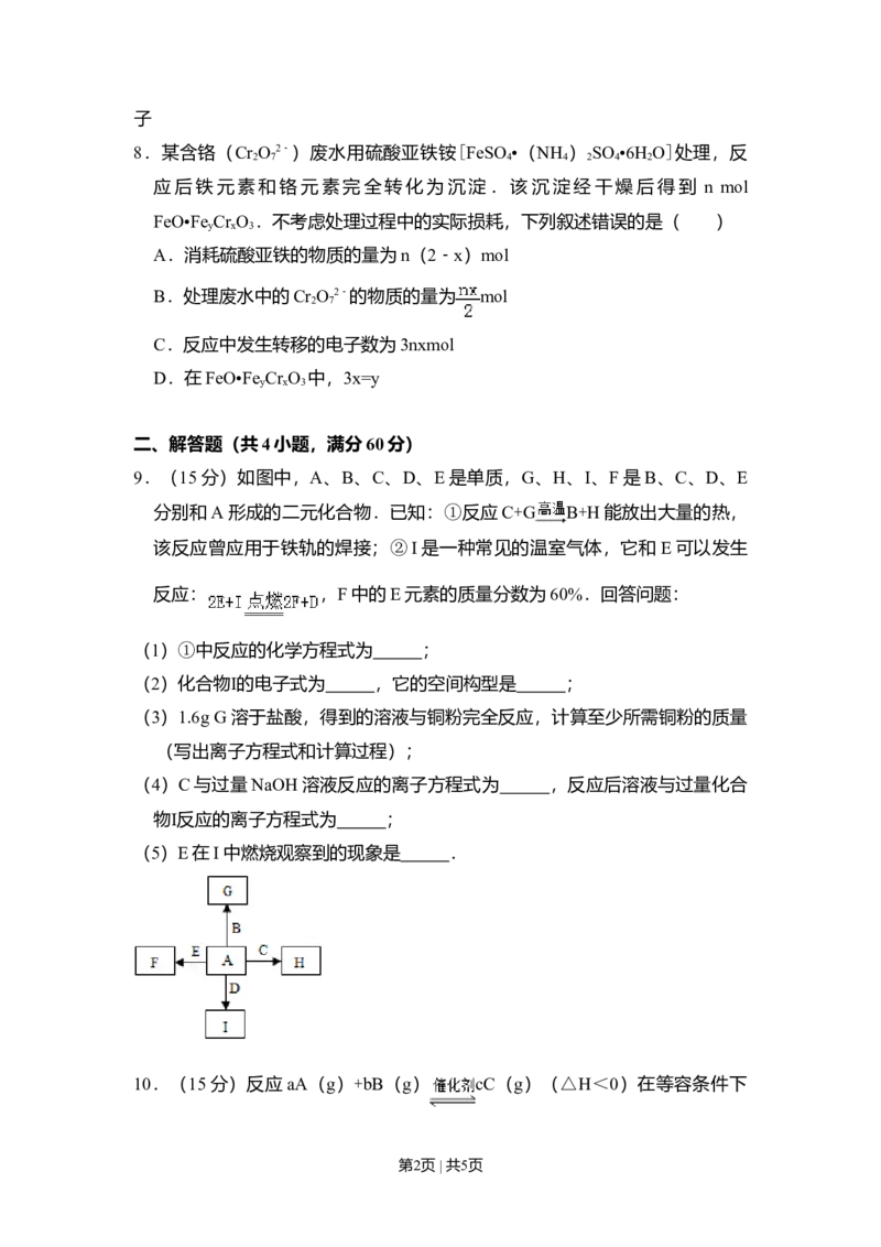 2011年高考化学试卷（大纲卷，全国Ⅱ卷）（空白卷）_1.高考2025全国各省真题+答案_01.2008-2024全国高考真题（按省份分类）_12.内蒙古_2008-2024&middot;（内蒙古）化学高考真题