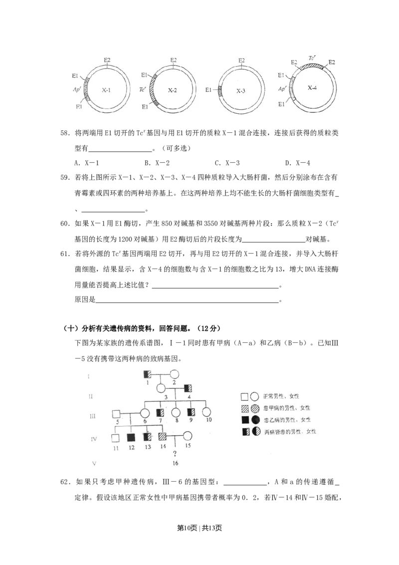 2011年高考生物试卷（上海）（空白卷）_1.高考2025全国各省真题+答案_01.2008-2024全国高考真题（按省份分类）_31.上海_2008-2022&middot;（上海）生物高考真题