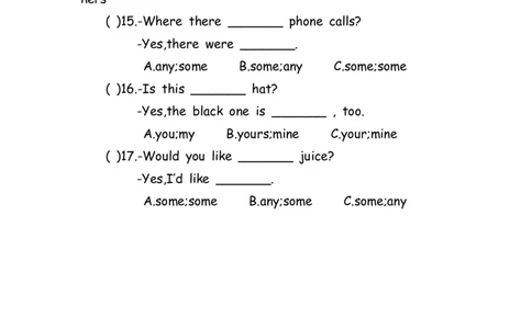 No.184代词练习题_初中英语语法_最全初中英语语法习题_No.184代词练习题