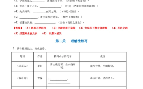 专项3古诗文默写（全国通用）（解析版）_120中考语文全套复习_中考语文复习总复习_专项复习资料_完2024年中考语文古诗文高频考点练习（全国通用）_答案解析版