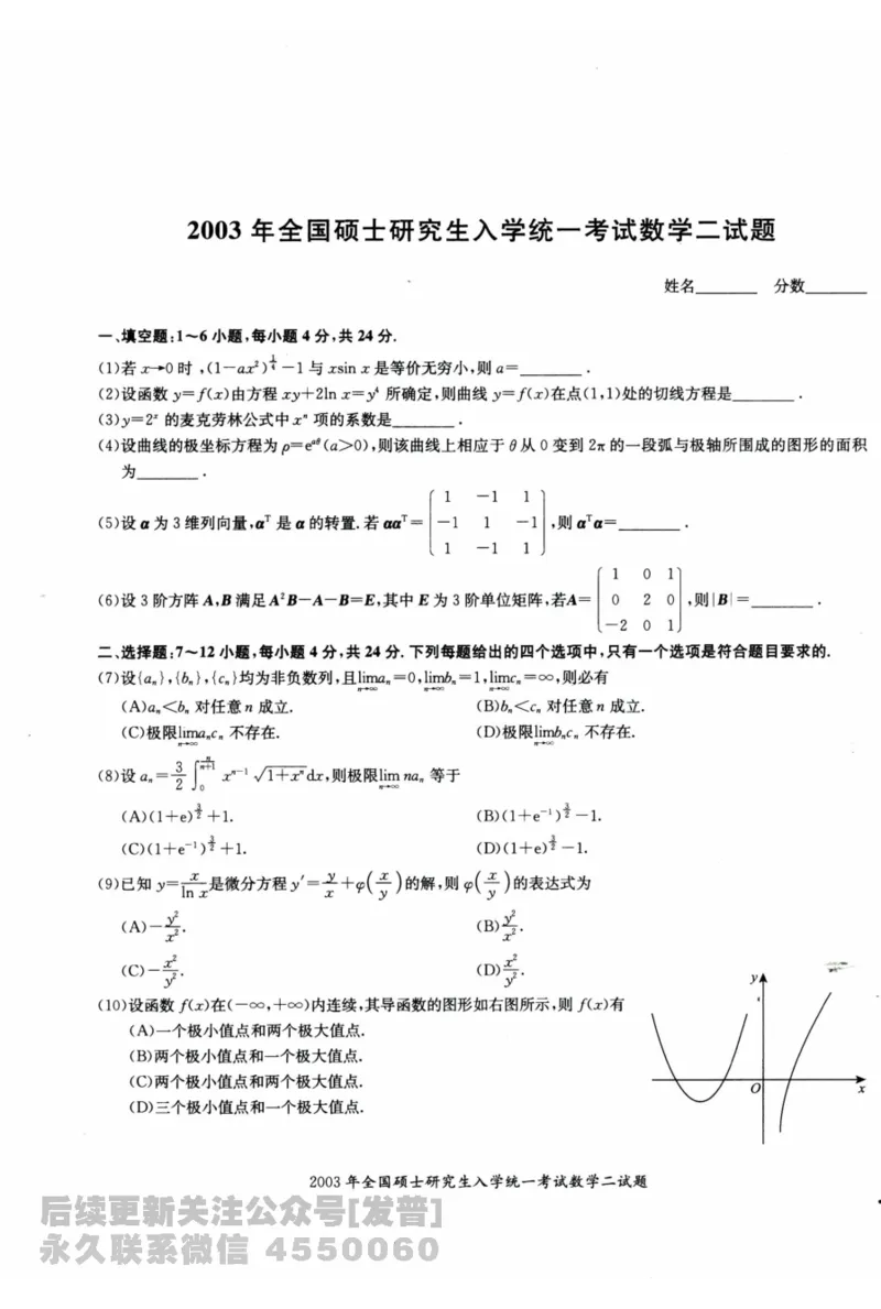 2024考研数学张宇真题大全试题分册数学二公众号：考研公众号：小乖考研免费分享_05.数学二历年真题_张老师版本数二
